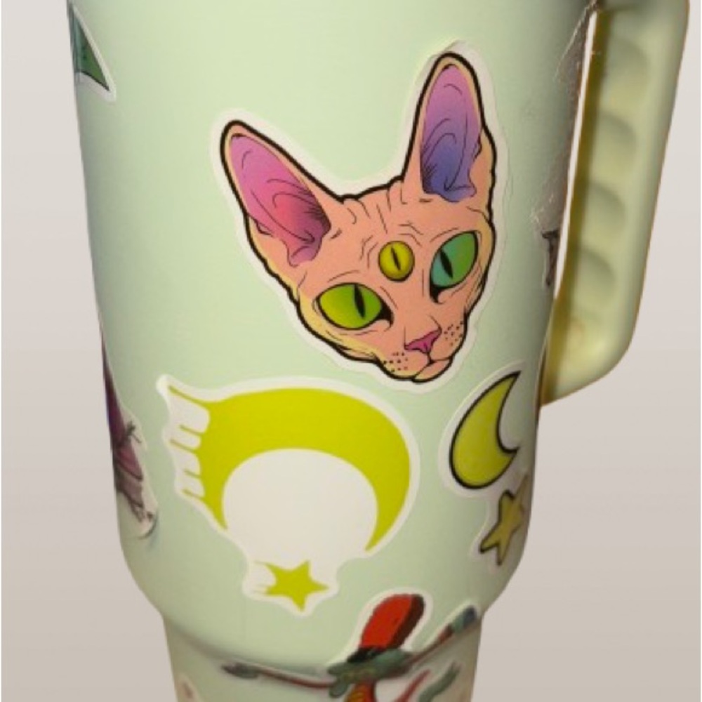 Mint Green Tumbler with Stickers